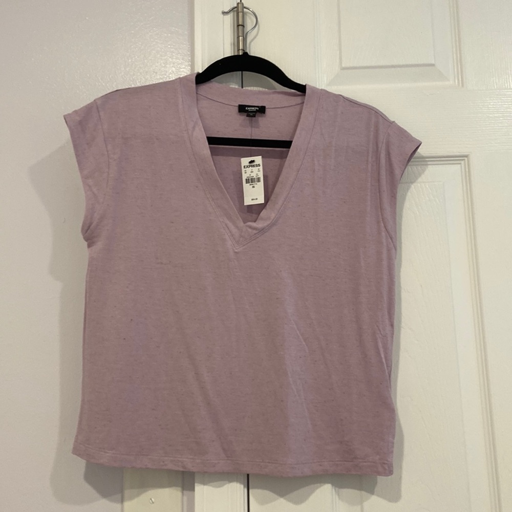 Linen blend semi cropped tee